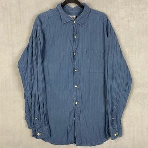 The Territiory Ahead Men's XL Button Up Long Sleeve Dark Blue 100% Cotton  Shirt